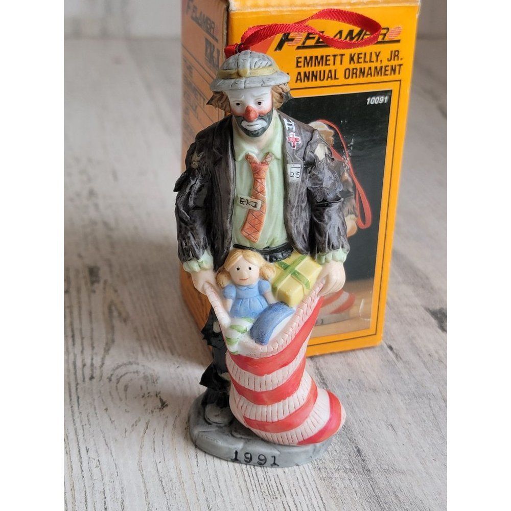 Emmett Kelly 1991 hobo clown ornament Xmas vintage